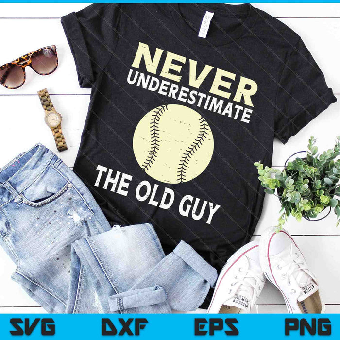 Never Underestimate The Old Guy Softball Coach SVG PNG Digital Cutting Files