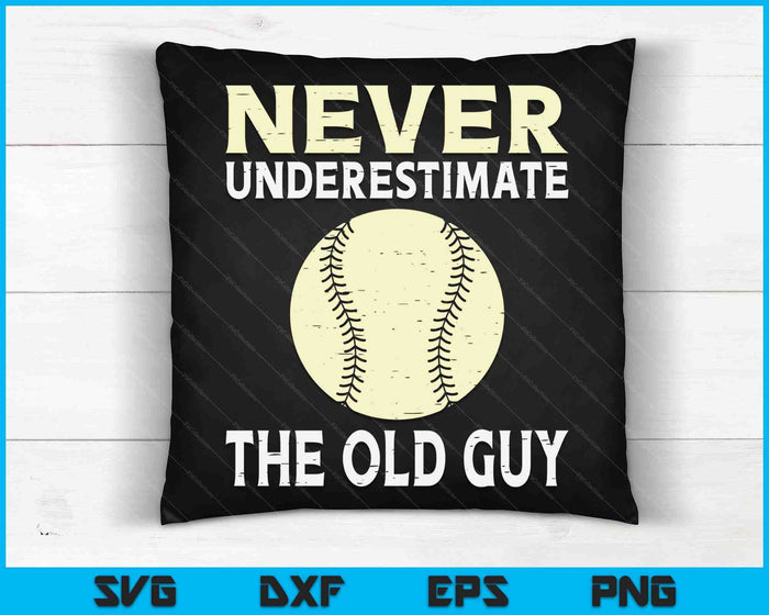 Never Underestimate The Old Guy Softball Coach SVG PNG Digital Cutting Files
