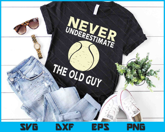 Never Underestimate The Old Guy Tennis Coach SVG PNG Digital Cutting Files