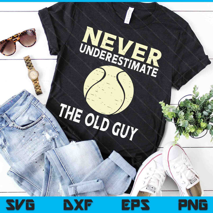 Never Underestimate The Old Guy Tennis Coach SVG PNG Digital Cutting Files