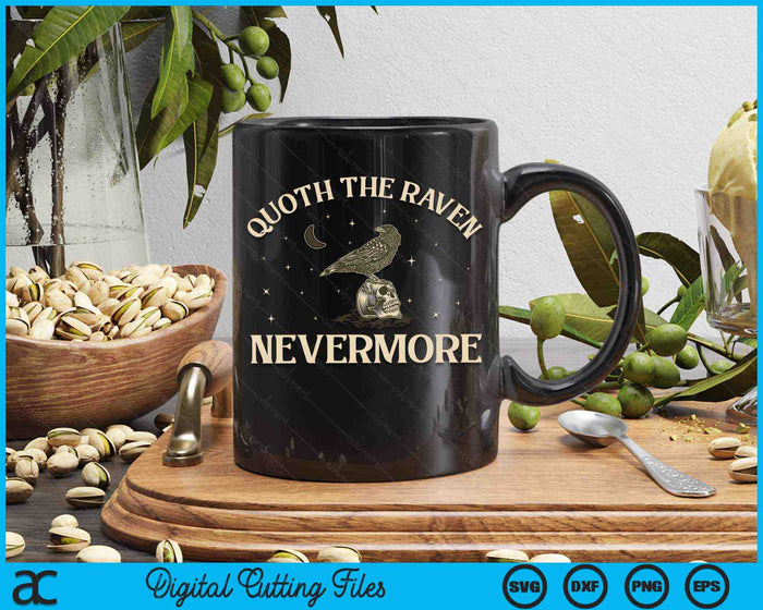 Nevermore The Raven Edgar Allan Poe Dark Academia Literatuur SVG PNG Digitale Snijbestanden
