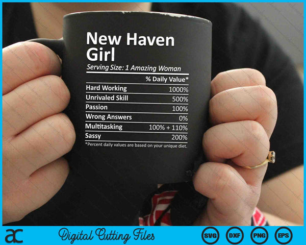 New Haven Girl CT Connecticut Funny City Home Roots SVG PNG Archivos de corte digital