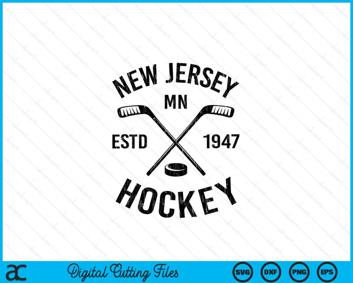 New Jersey Minnesota Ice Hockey Sticks Vintage Gift SVG PNG Digital Cutting Files