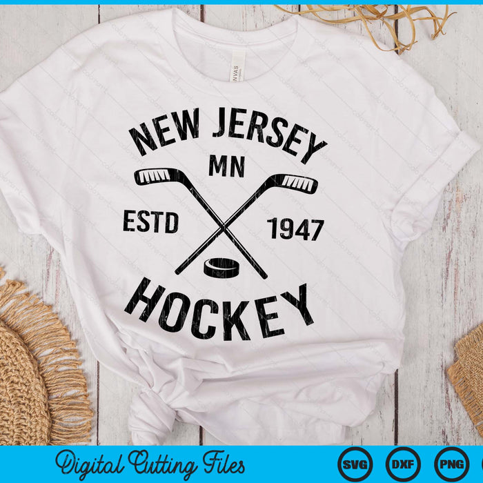 New Jersey Minnesota Ice Hockey Sticks Vintage Gift SVG PNG Digital Cutting Files