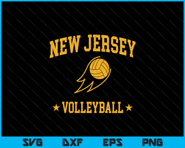 New Jersey Volleyball Vintage Gameday Retro Volleyball Lover SVG PNG Digital Printable Files
