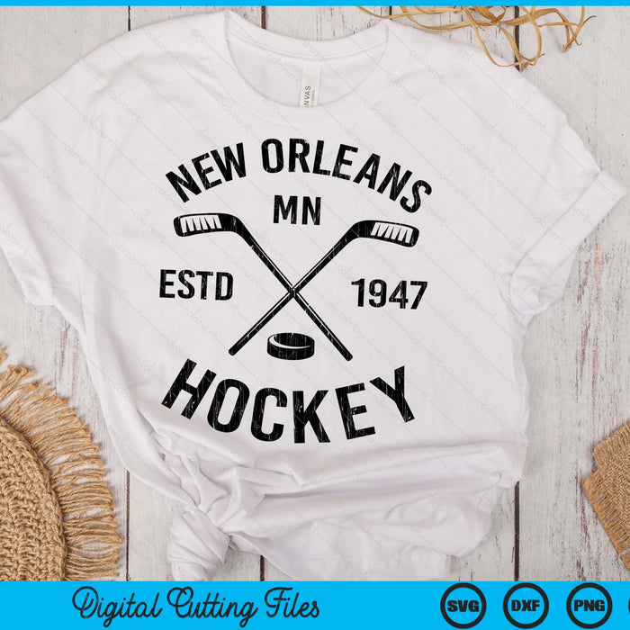 New Orleans Minnesota Ice Hockey Sticks Vintage Gift SVG PNG Digital Cutting Files