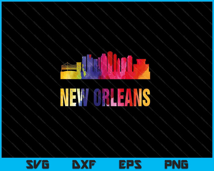 New Orleans Watercolor Skyline Home State Souvenir Gift SVG PNG Cutting Printable Files