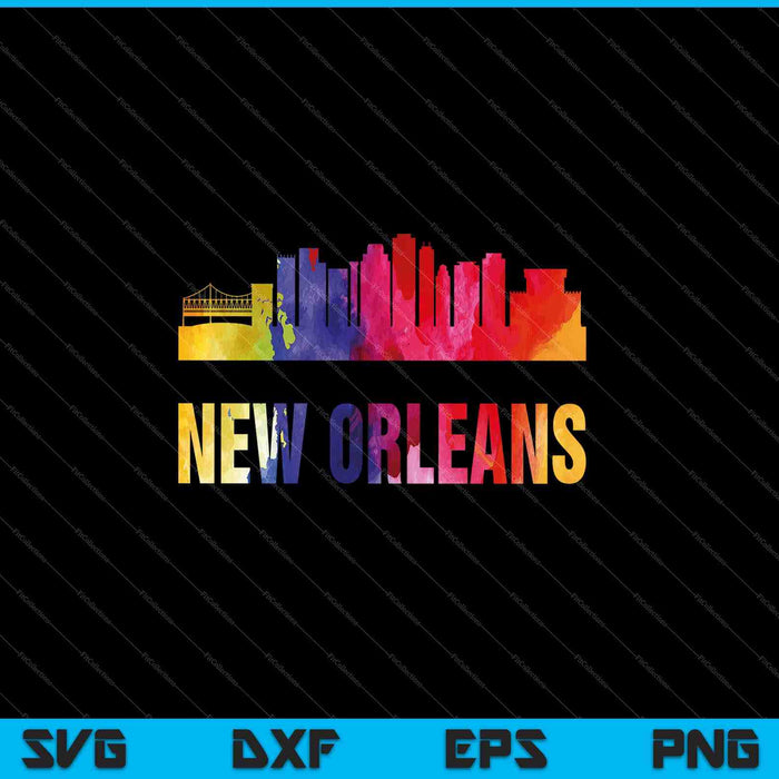 New Orleans Watercolor Skyline Home State Souvenir Gift SVG PNG Cutting Printable Files