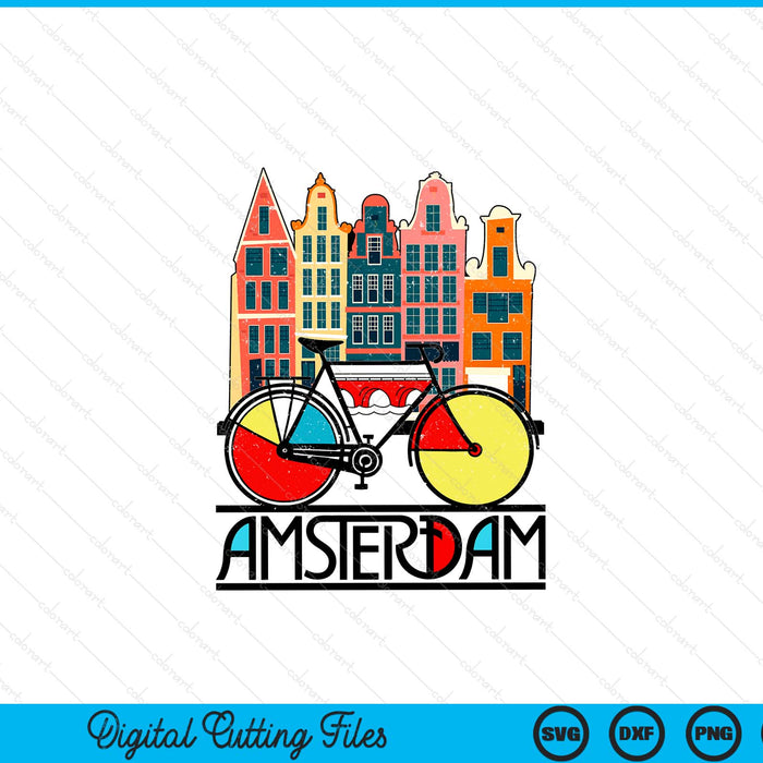 New retro bicycle bike amsterdam city Jersey SVG cut file