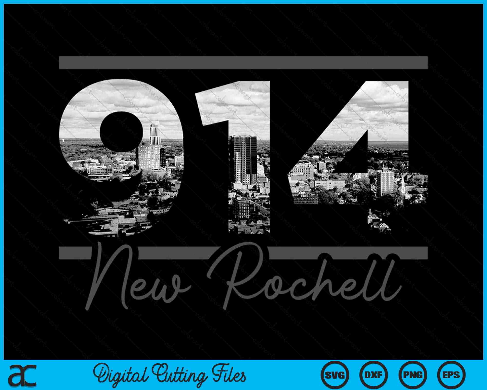 New Rochell 914 Area Code Skyline New York Vintage SVG Cutting Files ...