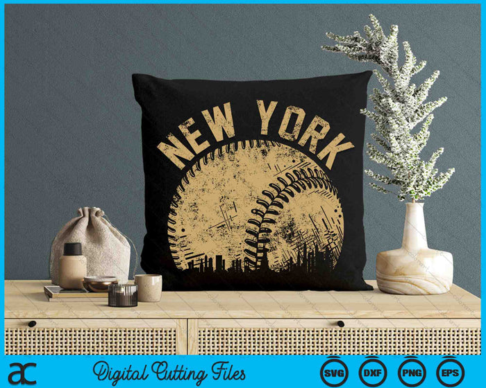 New York Baseball Skyline Player Coach Fan SVG PNG Digital Printable Files