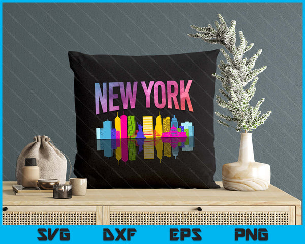 New York City Manhattan NYC Retro 70s 80s Skyline NY City SVG PNG Digital Printable Files