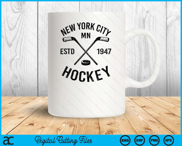 New York City Minnesota Ice Hockey Sticks Vintage Gift SVG PNG Digital Cutting Files