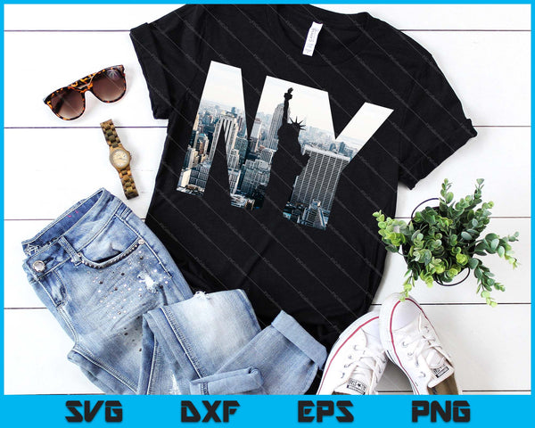 New York City Skyline Illustration Graphic SVG PNG Cutting Printable Files - on a t-shirt