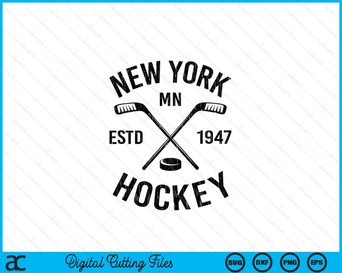 New York Minnesota Ice Hockey Sticks Vintage Gift SVG PNG Digital Cutting Files