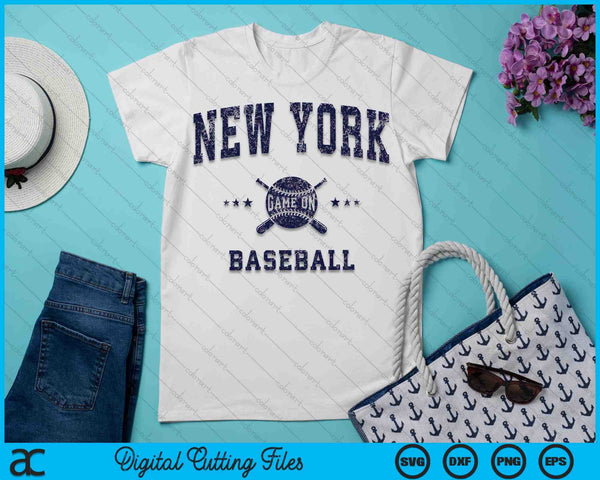 Nueva York NY Vintage Baseball Throwback Retro SVG PNG Archivos de corte digital - on a t-shirt