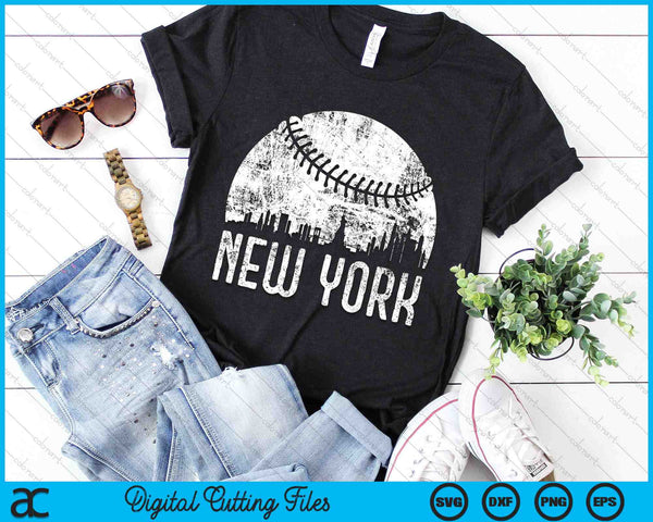 New York Skyline Vintage New York Baseball SVG PNG Digital Cutting Files