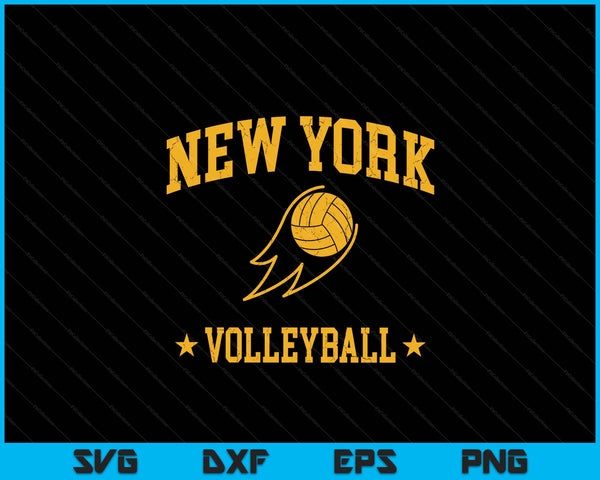 New York Volleyball Vintage Gameday Retro Volleyball Lover SVG PNG Digital Printable Files