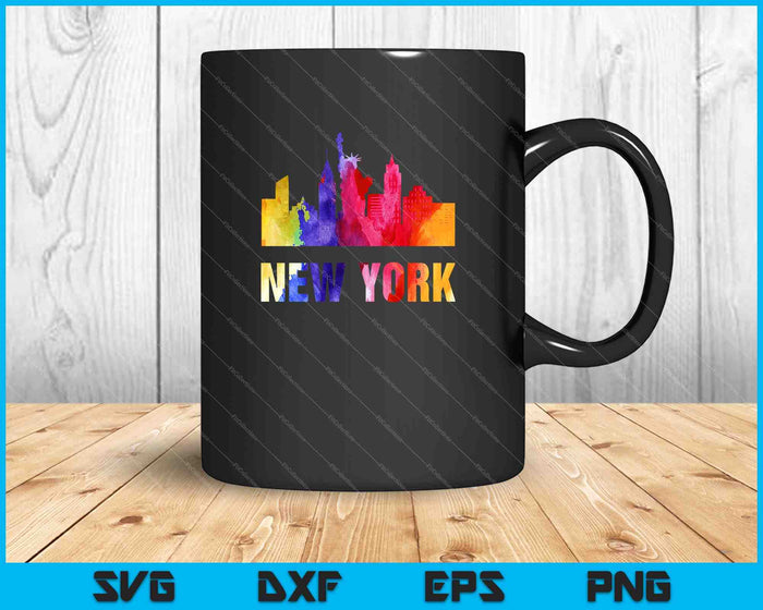 Nueva York acuarela Skyline Home State souvenir SVG PNG cortando archivos imprimibles