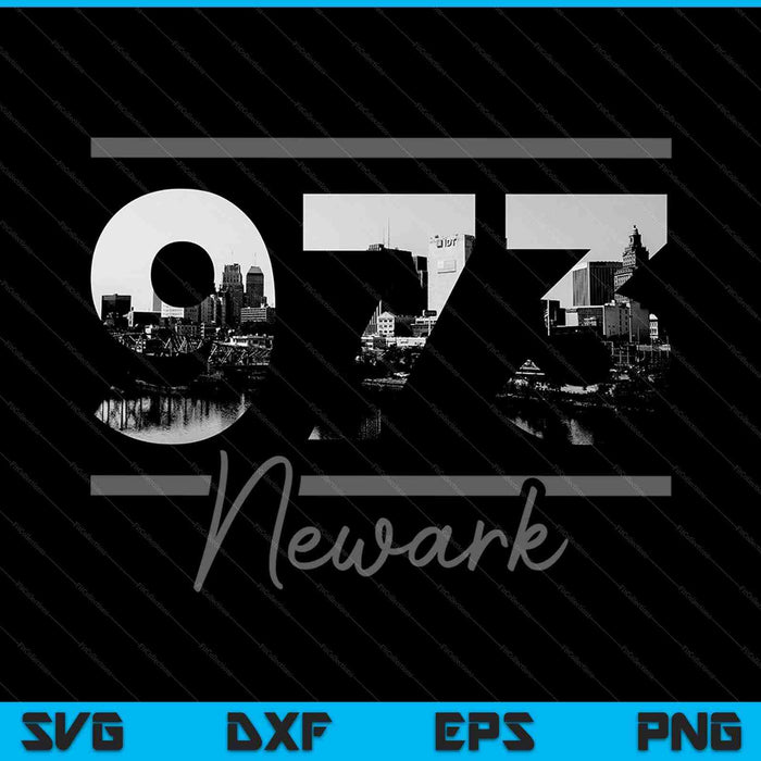Newark 208 Netnummer Skyline New Jersey Vintage SVG PNG snijden afdrukbare bestanden