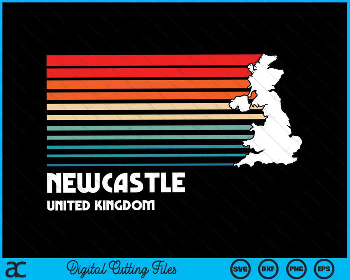 Newcastle Retro Vintage Estilo Clásico Reino Unido Gráfico SVG PNG Archivos de Corte Digital