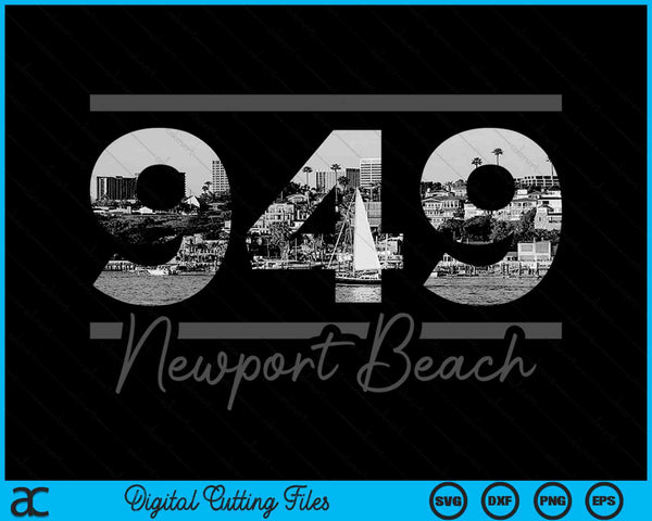 Newport Beach 949 Netnummer Skyline Californië Vintage SVG PNG digitale snijbestanden