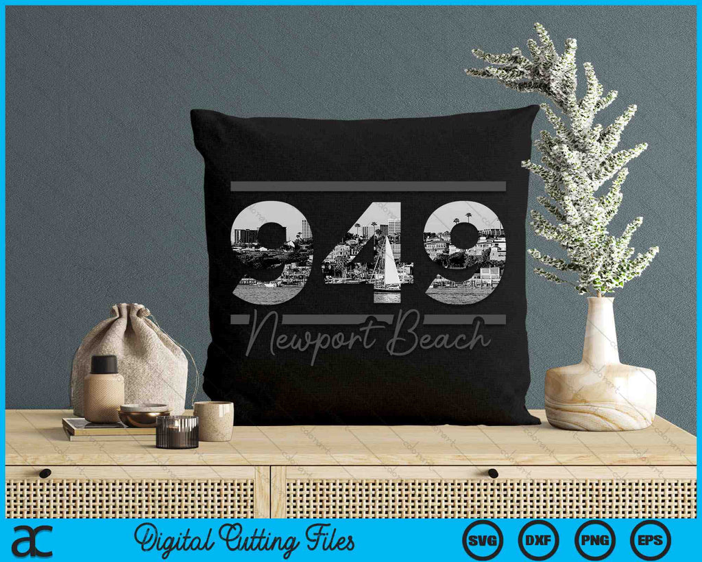 Newport Beach 949 Area Code Skyline California Vintage SVG PNG Files ...