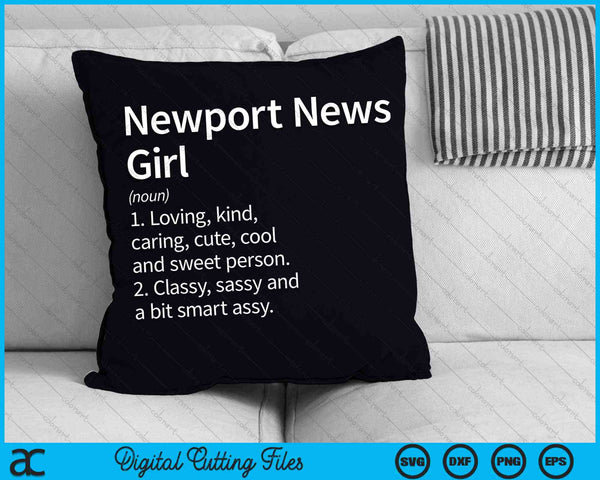 Newport News Girl VA Virginia Home Roots SVG PNG Archivos de corte digital