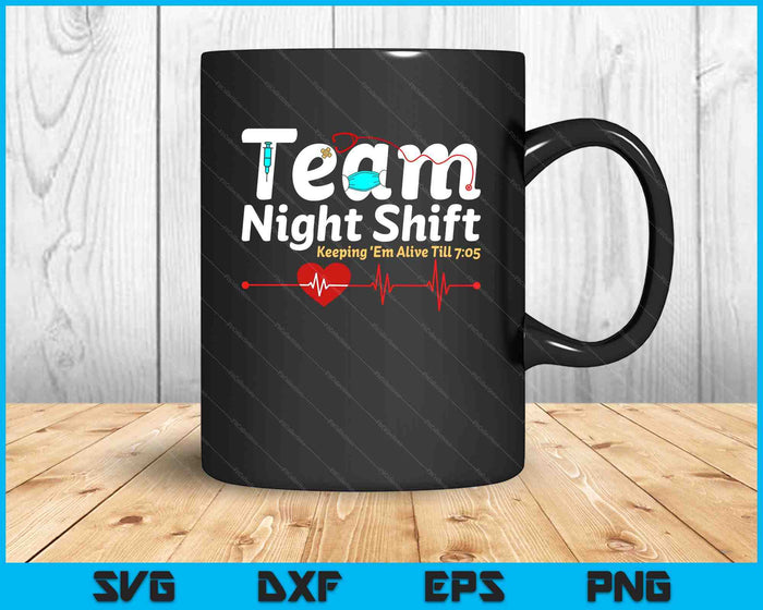 Night Shift Nurse Life RN LPN CNA Healthcare Heartbeat Love SVG PNG Digital Cutting Files
