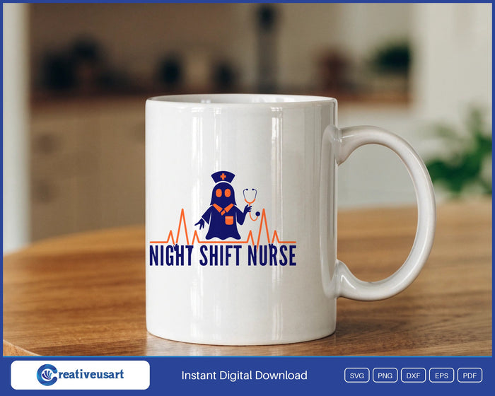 Night Shift Nurse ghost SVG design on a mug