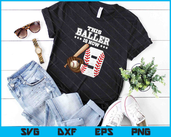 Negen jaar oude honkbalspeler SVG PNG snijden afdrukbare bestanden - on a t-shirt