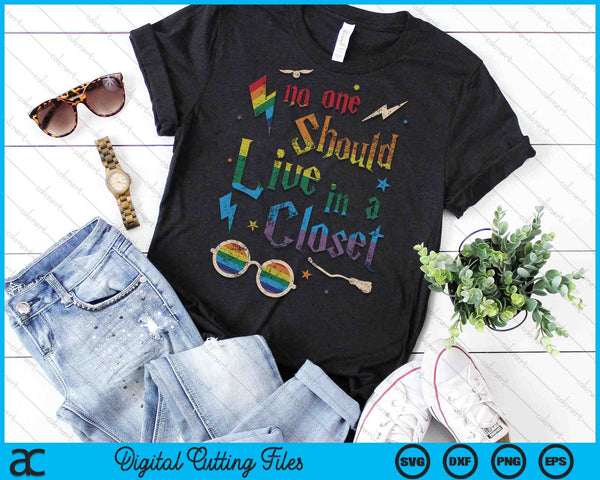 Nadie debería vivir en un armario LGBTQ Gay Pride SVG PNG Archivos de corte digital