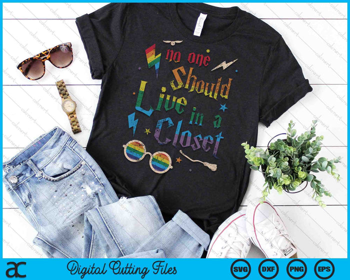 No One Should Live In A Closet LGBTQ Gay Pride SVG PNG Digital Cutting Files