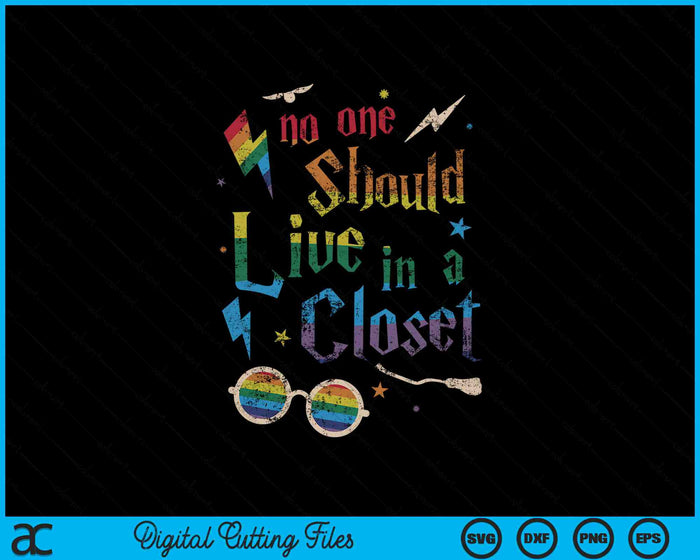 Niemand zou in een kast moeten leven Retro LGBTQ Gay Pride trotse bondgenoot SVG PNG digitale snijbestanden