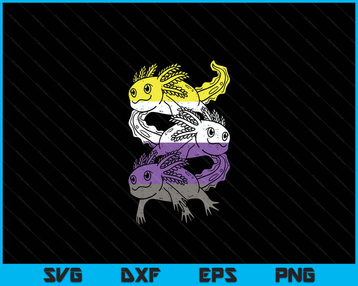 Nonbinary Axolotl Pile Non Binary Enby LGBTQ Men Women SVG PNG Digital Printable Files