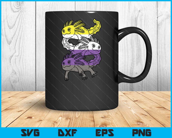 Nonbinary Axolotl Pile Non Binary Enby LGBTQ Men Women SVG PNG Digital Printable Files