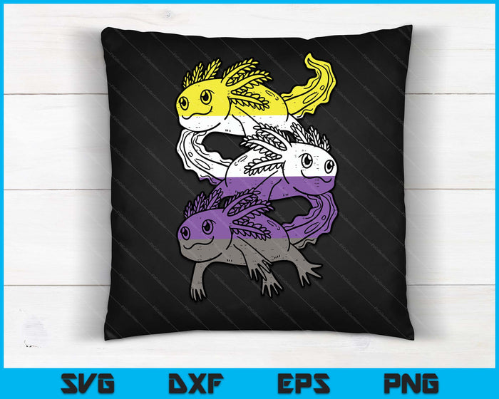 Nonbinary Axolotl Pile Non Binary Enby LGBTQ Men Women SVG PNG Digital Printable Files