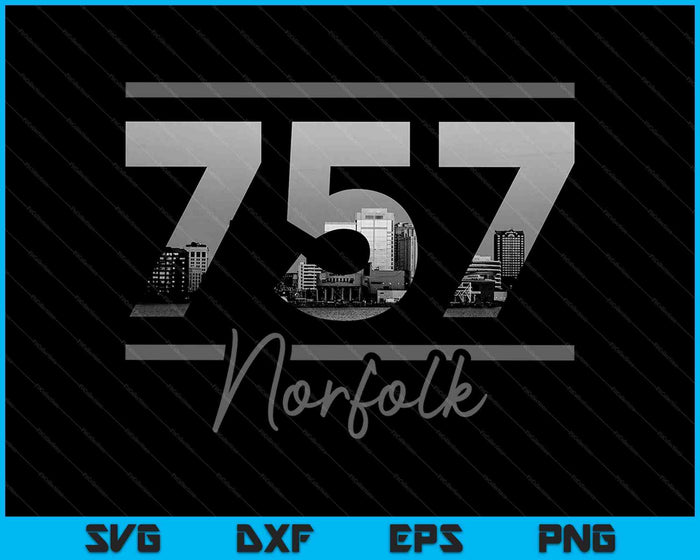 Norfolk 757 Area Code Skyline Virginia Vintage SVG PNG Cutting Printable Files