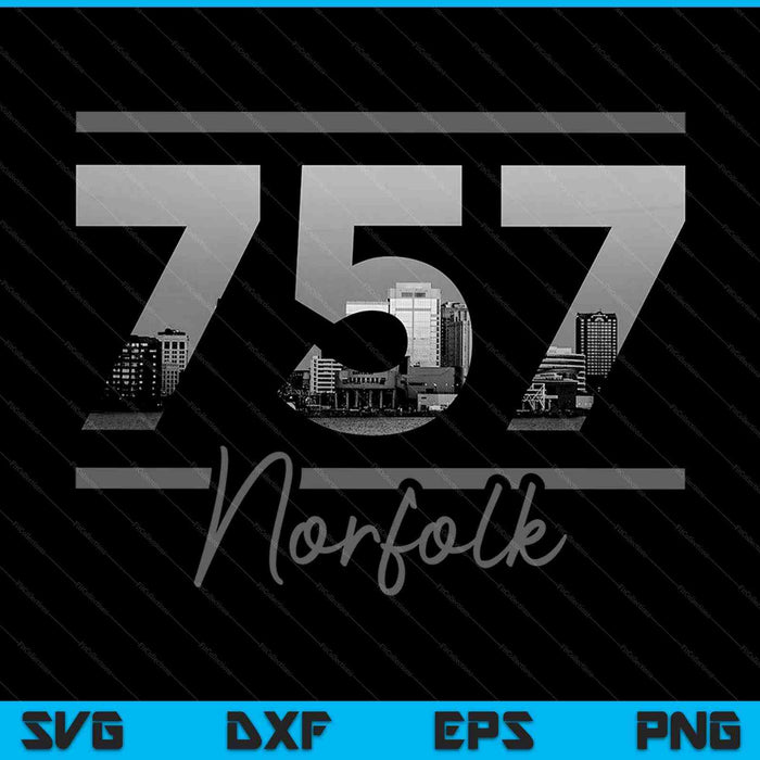 Norfolk 757 Area Code Skyline Virginia Vintage SVG PNG Cutting Printable Files