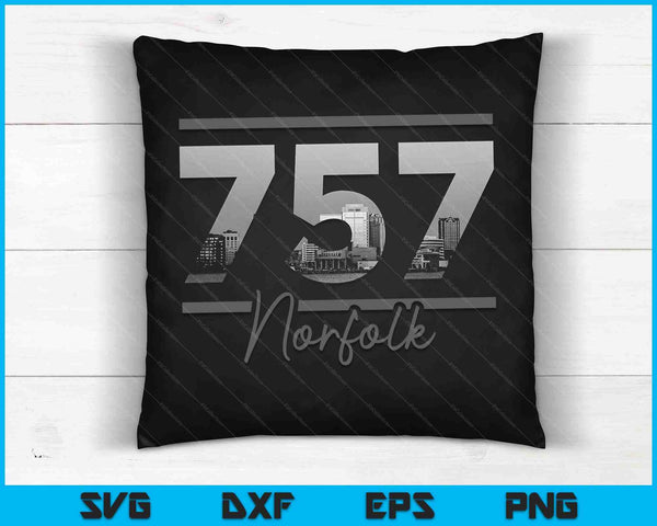 Norfolk 757 Area Code Skyline Virginia Vintage SVG PNG Cutting Printable Files