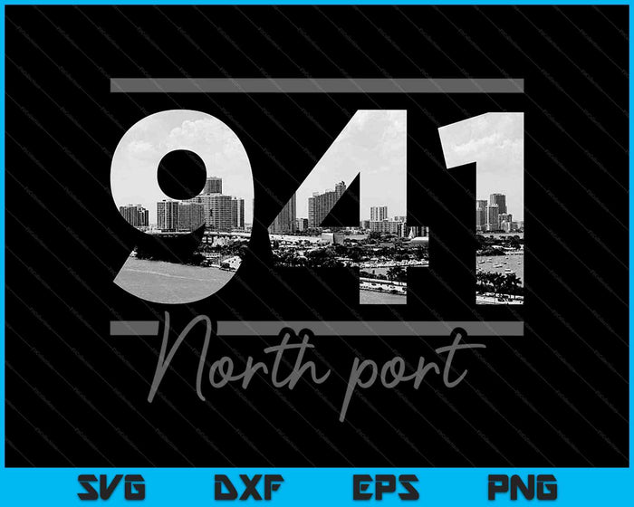 North Port 941 Area Code Skyline Florida Vintage SVG PNG Cutting Printable Files