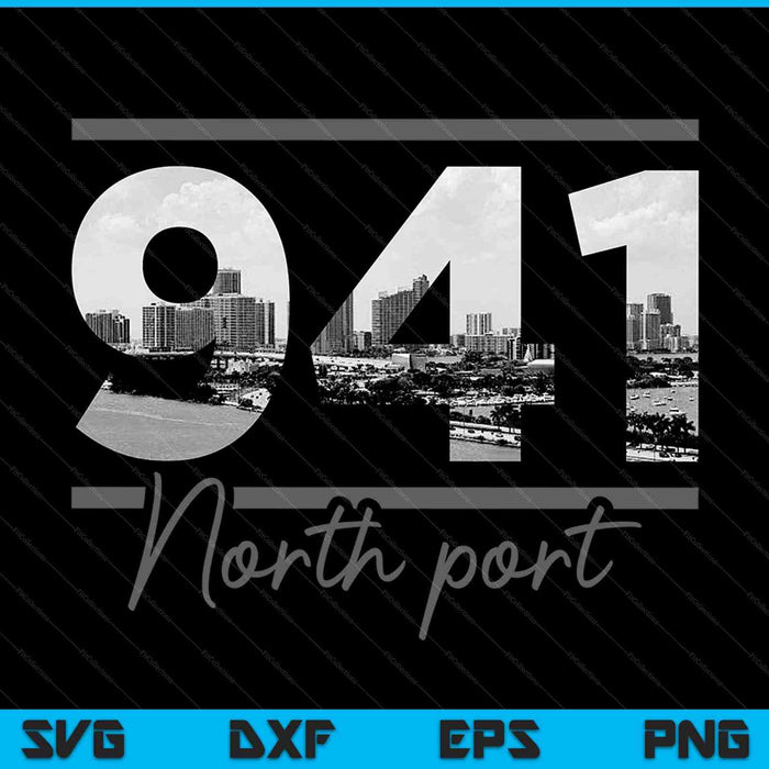 North Port 941 Area Code Skyline Florida Vintage SVG PNG Cutting Printable Files