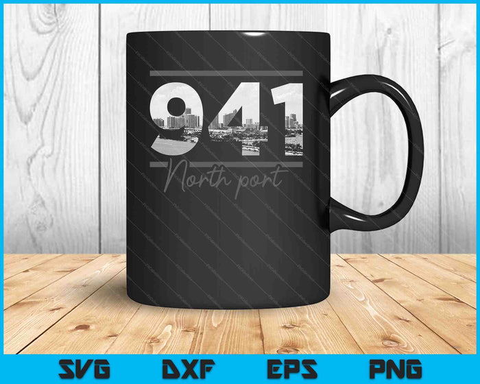 North Port 941 Area Code Skyline Florida Vintage SVG PNG Cutting Printable Files