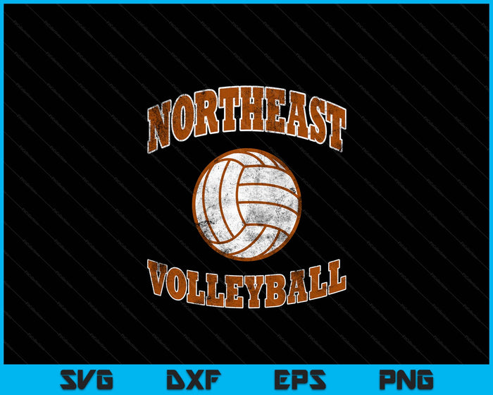 Northeast Volleyball Vintage Distressed SVG PNG Digital Cutting Files