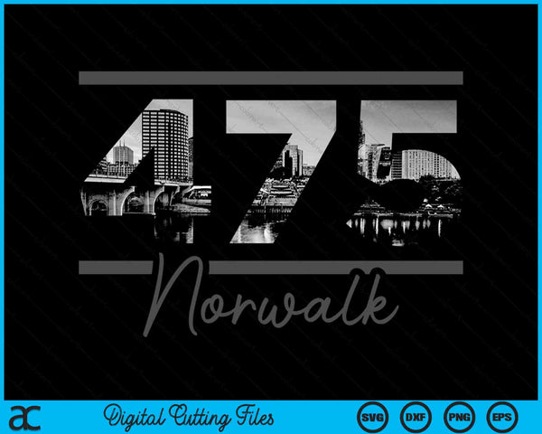Norwalk 475 Area Code Skyline Colorado Vintage SVG PNG Digital Cutting Files