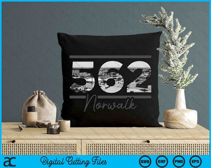 Norwalk 562 Area Code Skyline California Vintage SVG PNG Digital Cutting Files