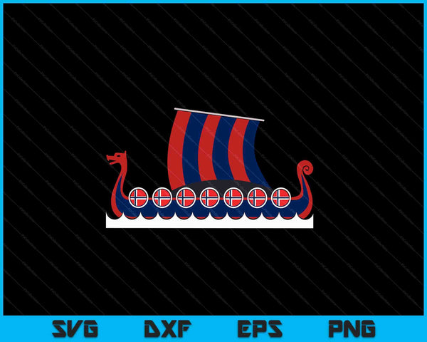 Norway Viking Ship Norwegian Flag Dragon Boat Viking SVG PNG Digital Cutting Files