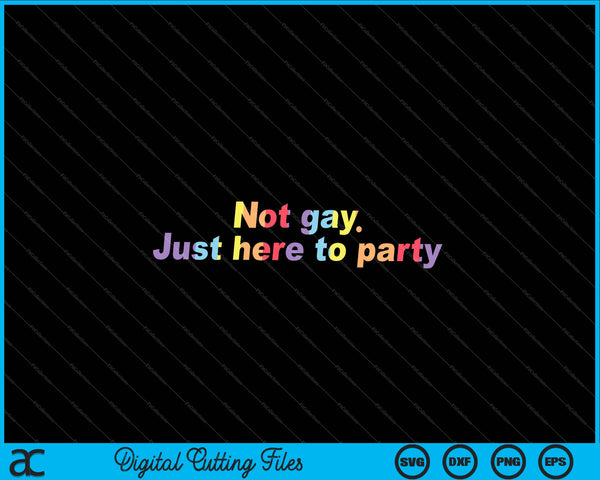 Not Gay Just Here To Party Straight Ally SVG PNG Cutting Printable Files