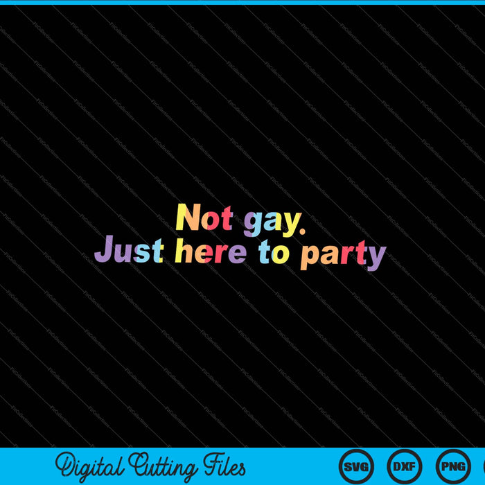 Not Gay Just Here To Party Straight Ally SVG PNG Cutting Printable Files