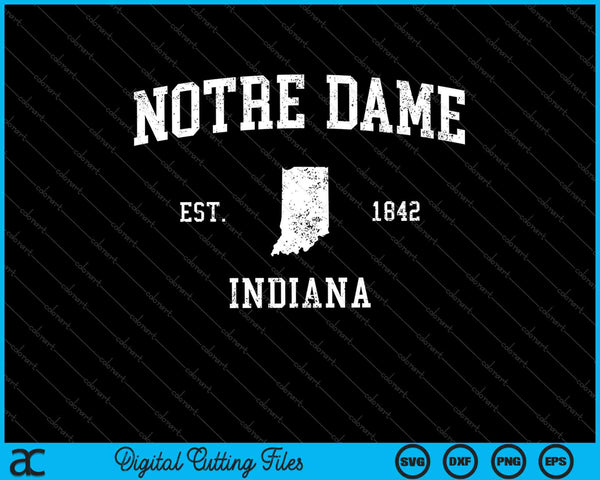 Notre Dame Indiana IN Vintage Athletic Navy Sports SVG PNG Cortar archivos imprimibles